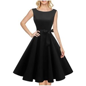 Elegant Black Sleeveless Fit & Flare Dress